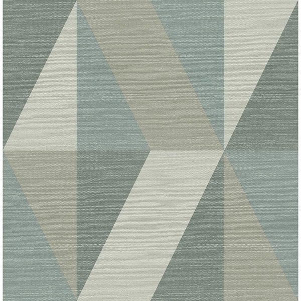 A-Street Prints Winslow Green Geometric Faux Grasscloth Wallpaper Sample