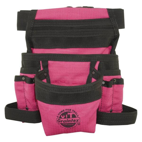 Graintex Pink Canvas 10-Pocket Finisher Tool Pouch with Belt  display picture 2