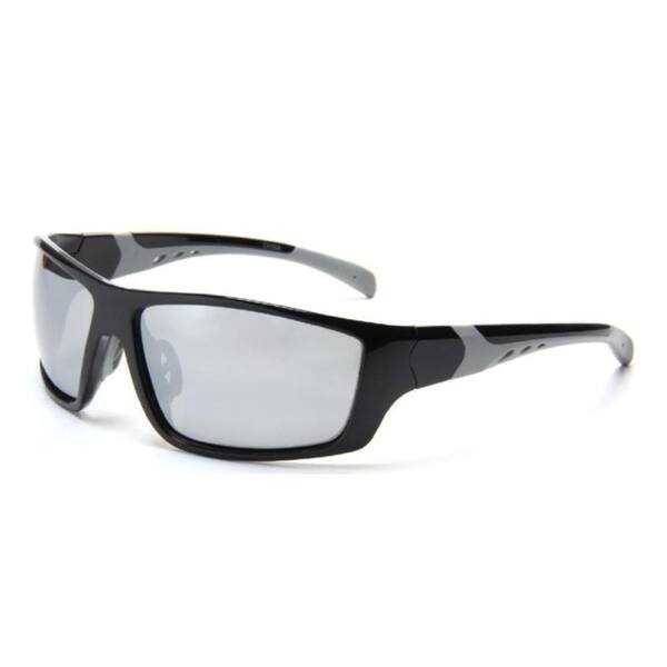 Polarized Sport Black with Gray Accent Mirrored Lens Sunglasses