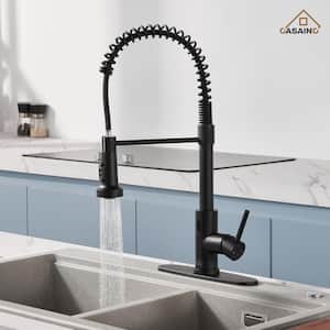 Single Handle Pull Down Sprayer Kitchen Faucet with Touchless Sensor, Deckplate Included in Matte Black