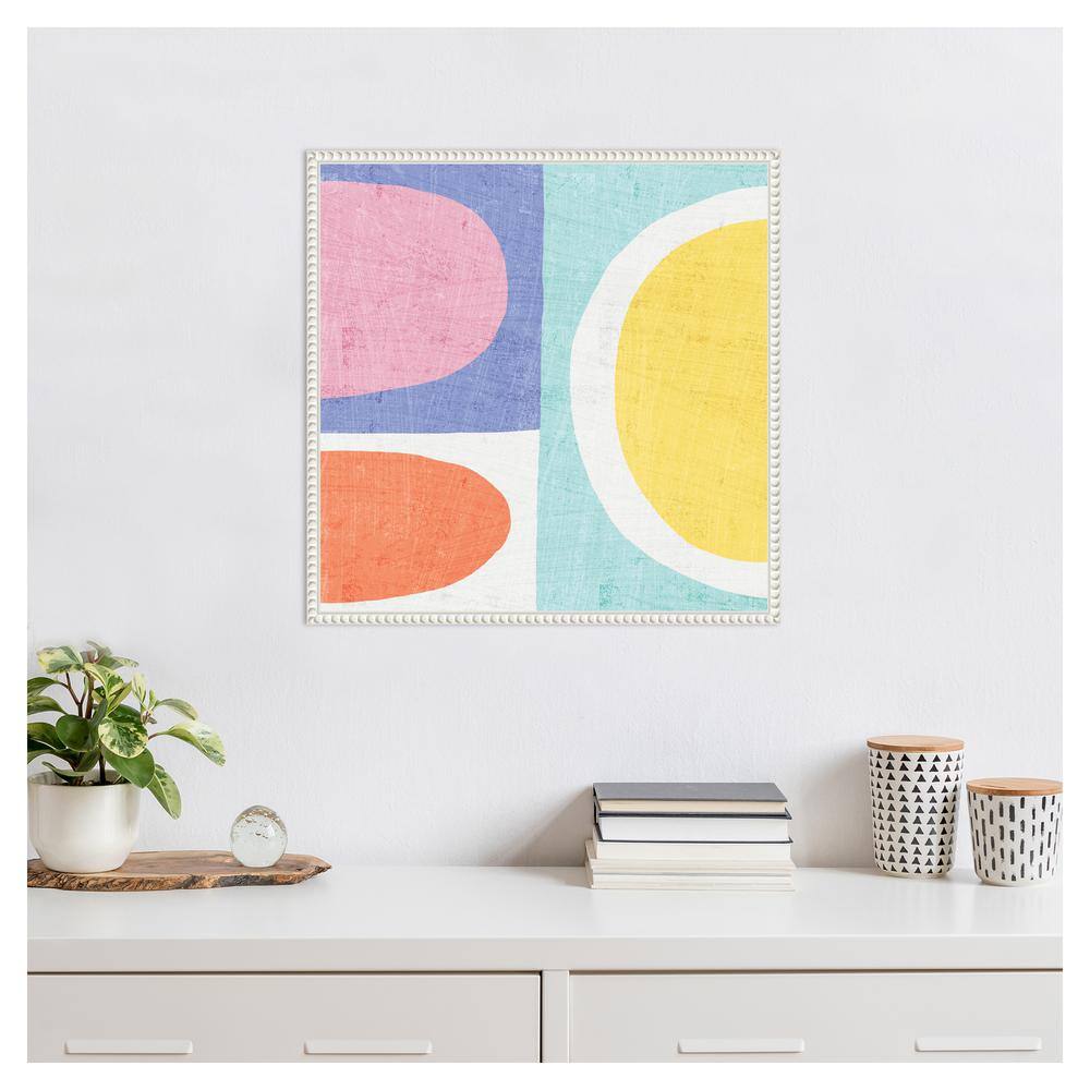 Pastel II Abstract Canvas Art with White Floater Frame