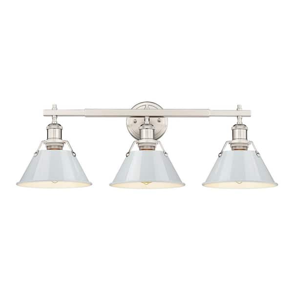 Golden Lighting - Orwell 27.25 in. 3-Light Pewter and Dusky Blue Vanity Light