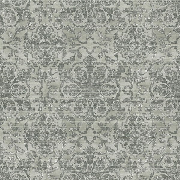 Unbranded Elegance Collection Grey Floral Stripe Shimmer Finish Non-Pasted Non-Woven Wallpaper Roll