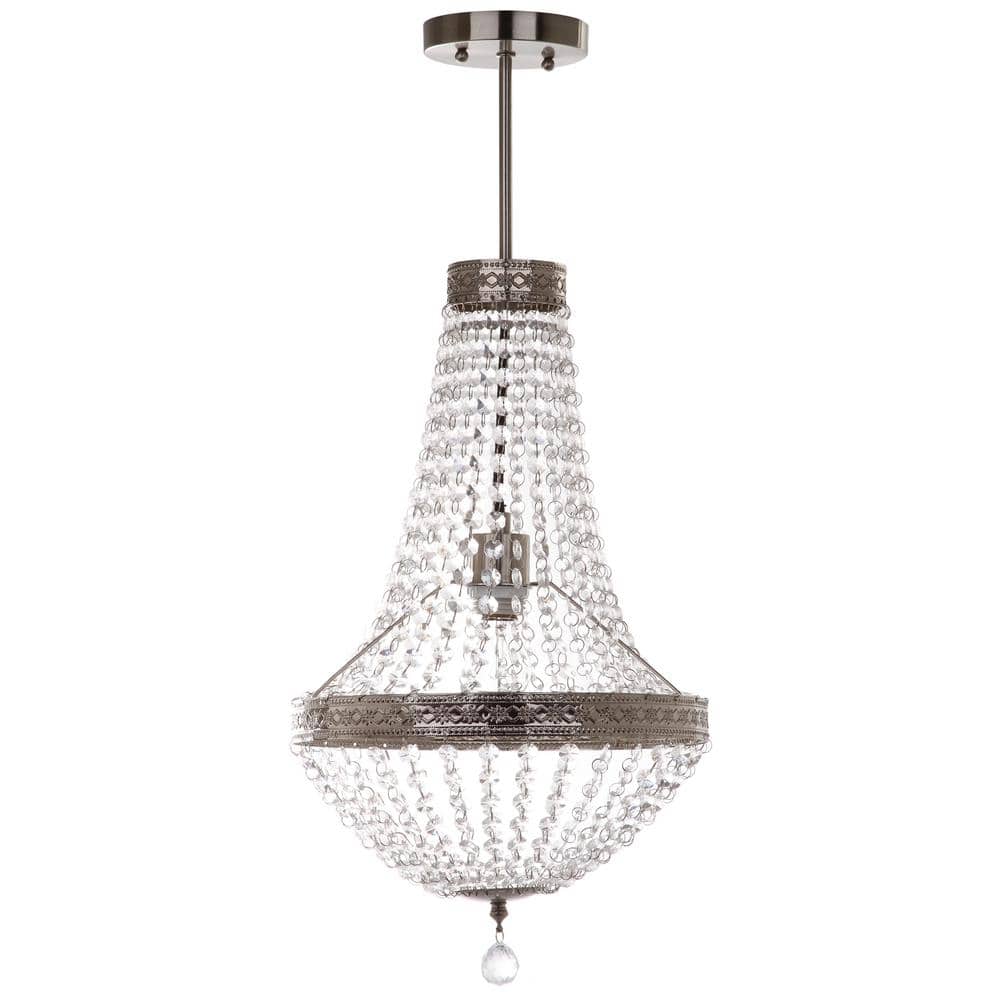 Contemporary Shirley Grand Nickel & Crystal 26" Pendant Light