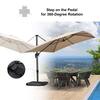 10 ft. Square Aluminum Outdoor Patio Cantilever Umbrella Offset 360° Rotation Umbrella with Base, Beige