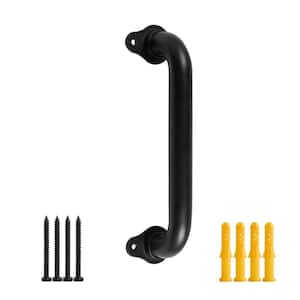 1 ft. Matte Black Metal Industrial Pipe Wall Handrail, Pipe Barn Door Pull Handle for Indoor and Outdoor Deck Hand Rail