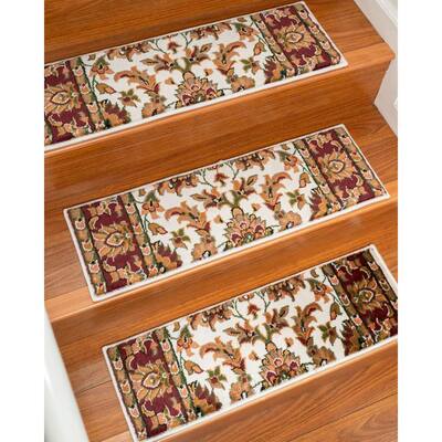 0.75 ft. x 2.41 ft. Sydney Oriental Multi-Colored PP Stair Treads, Persian Carpet Treads, Set of 13 Stair Runner Rugs