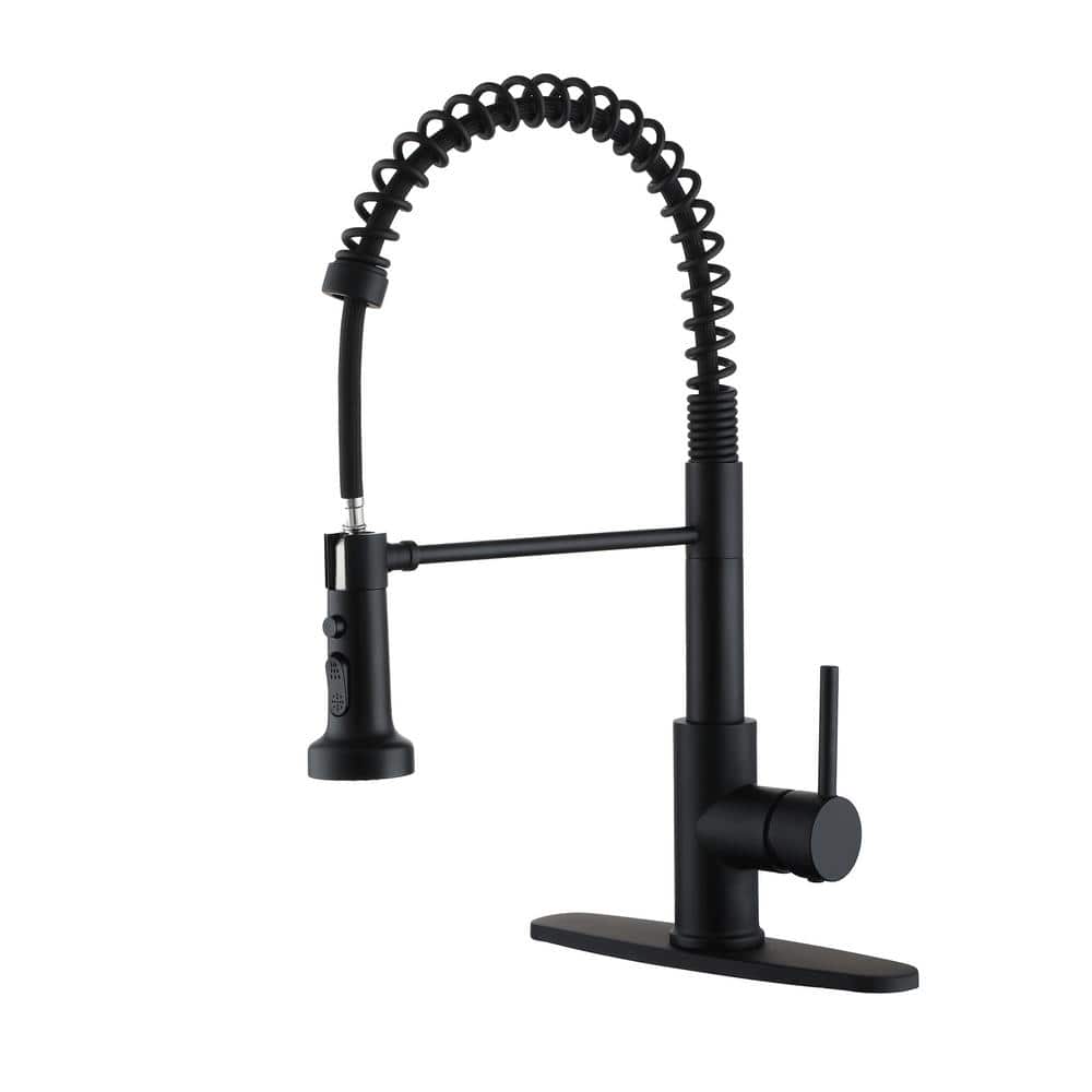 Dimakai Single Handle 3-Spray Pull Down Sprayer Kitchen Faucet with 360&deg; Spout Swivel Advanced Spray in Matte Black
