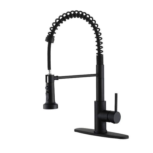Dimakai Single Handle 3-Spray Pull Down Sprayer Kitchen Faucet with 360° Spout Swivel Advanced Spray in Matte Black