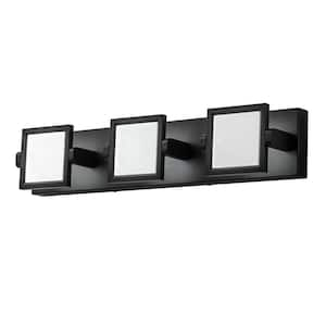 Jerico 22 in. 3-Light Black Dimmable Integrated LED Wall Sconce with Adjustable Angle