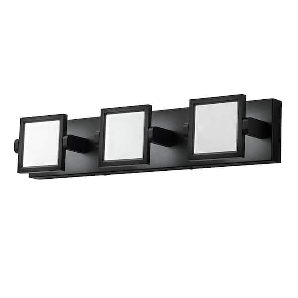 EDISLIVE Jerico 22 in. 3-Light Black Dimmable Integrated LED Wall Sconce with Adjustable Angle