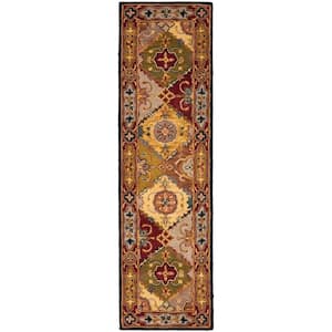 Heritage Multi/Red 2 ft. x 10 ft. Floral Border Runner Rug