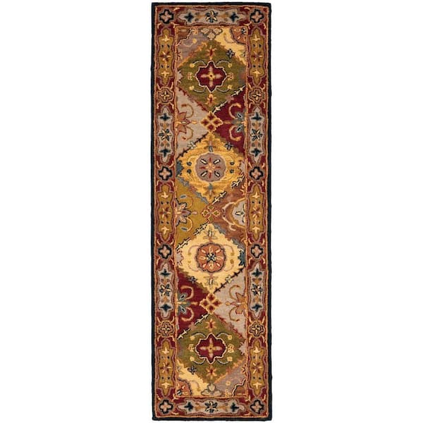 SAFAVIEH Heritage Multi/Red 2 ft. x 10 ft. Floral Border Runner Rug