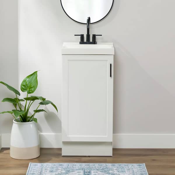 Penlee 17 in. Single Sink White Bath Vanity with White Cultured Marble Top (Assembled)