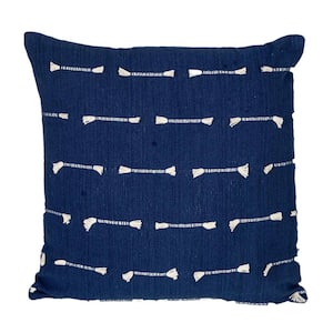 Elegant Dark Blue Cotton Pillow for Sofa from Parkland Collection (18 in. x 18 in.)