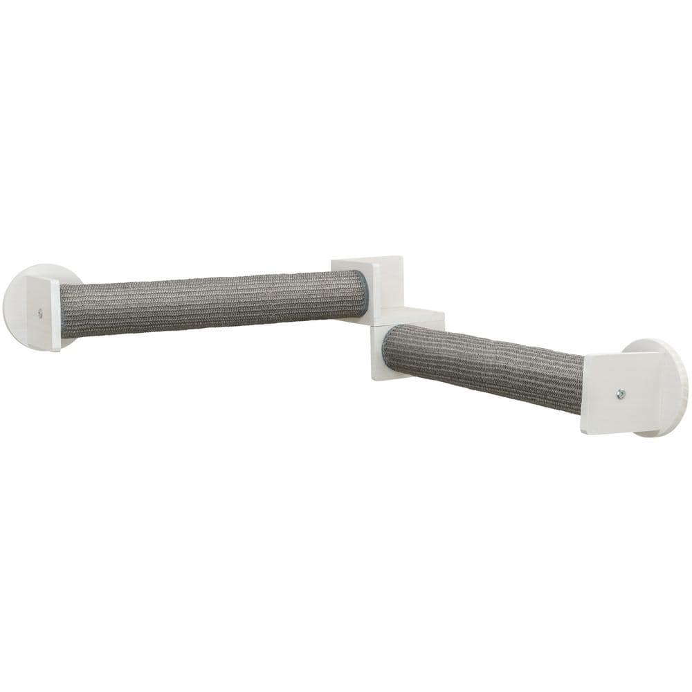 Gray and White Wall Mounted Sisal Cat Scratching Post System