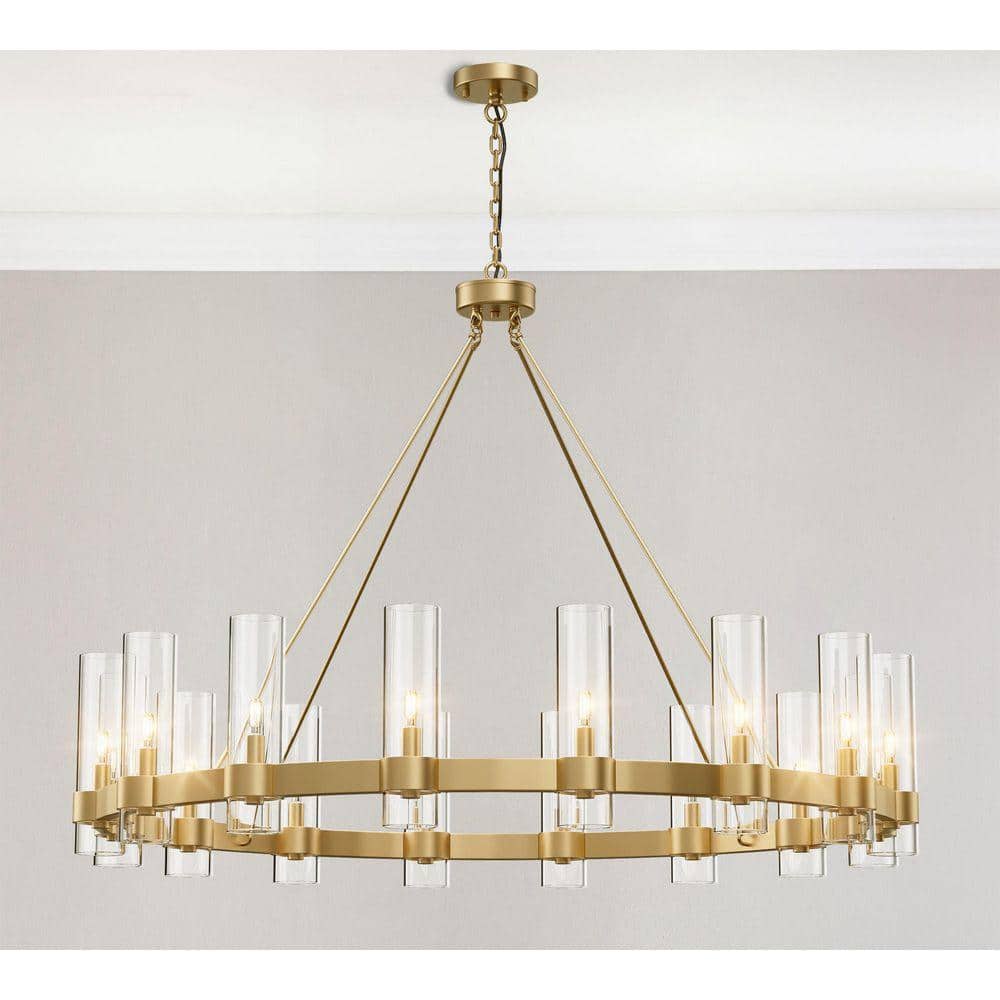 Modern Chandelier 48 in. 16-Light Gold Wagon Wheel Chandelier for Dinning Room, Kitchen Island, Foyer, Bedroom price history on PriceWatchPro