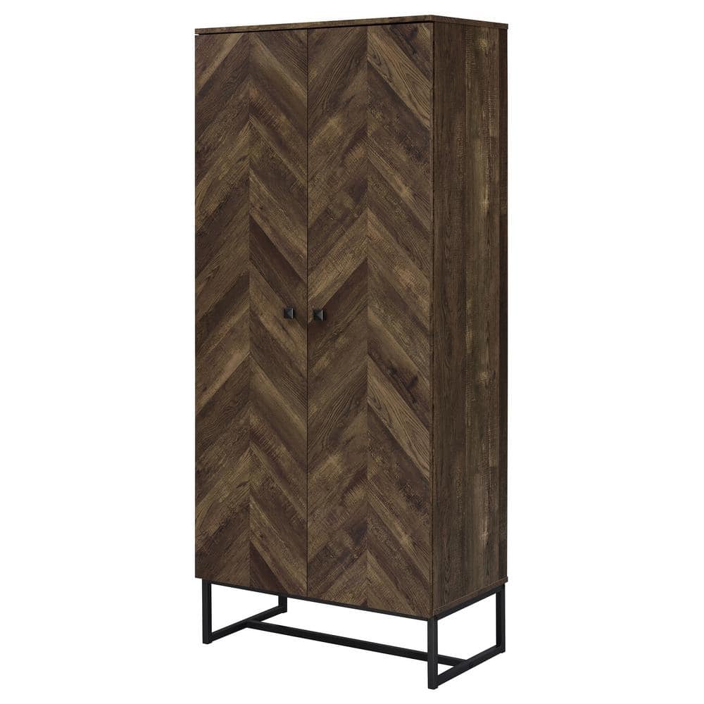 Rustic Oak Tall Office Cabinet with Adjustable Shelving