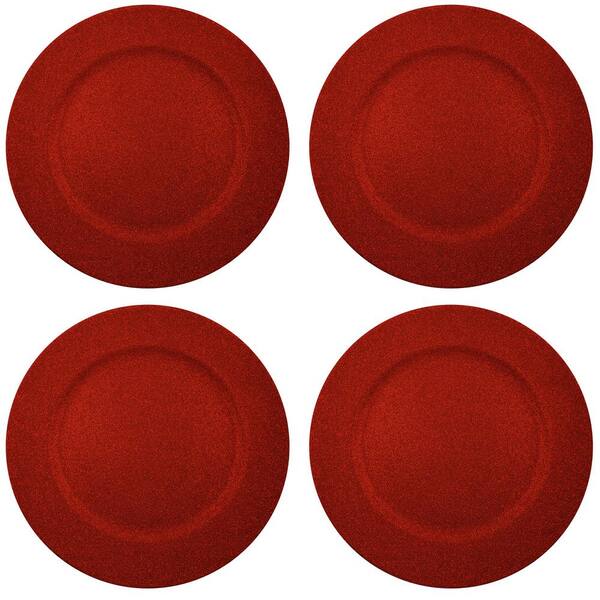 HOME ESSENTIALS AND BEYOND Home Essentials & Beyond 13 in. 4-Piece Twinkle Red Plate Charger Set