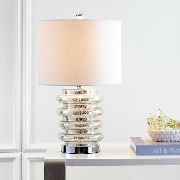 JONATHAN Y Allen 22 .75 in. Silver LED Glass Table Lamp