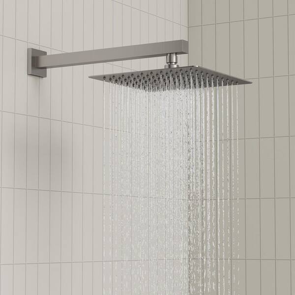 Single-Handle Rain 2-Spray Square Wall Mount 10 in. Dual Shower Head Fixed and Handheld Shower Head 2.5 and 1.8 GPM