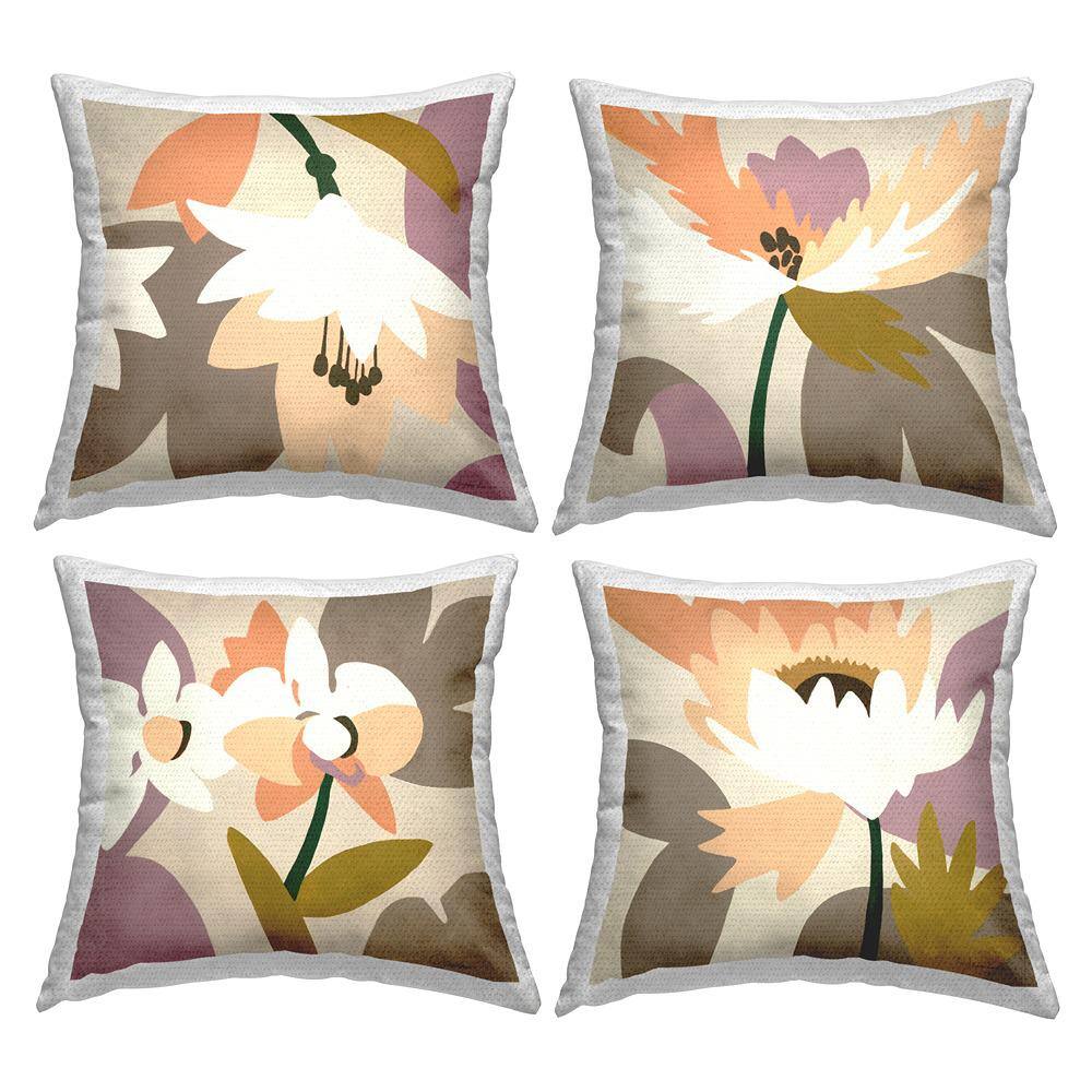 Contemporary Beige Lilies Beige Square Outdoor Throw Pillow 4-Pack price history on PriceWatchPro