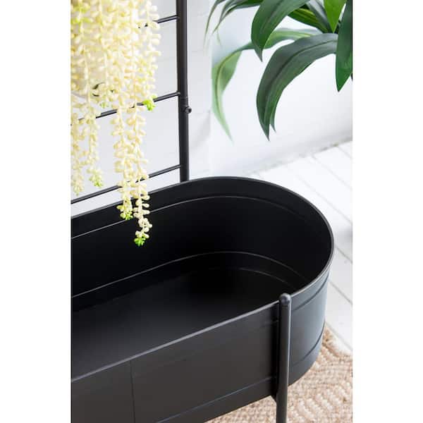 Modern Iron Outdoor Garden Plant Stand with Buckets and Trough (32