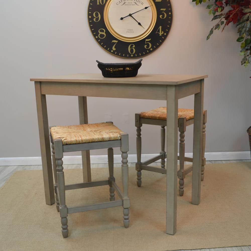 Weathered Gray Backless Wood Counter Height Stool