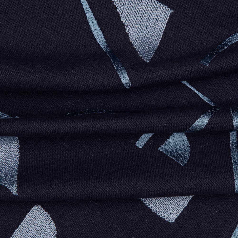 Denim Blue Embroidered Cotton Blend Square Throw Pillow