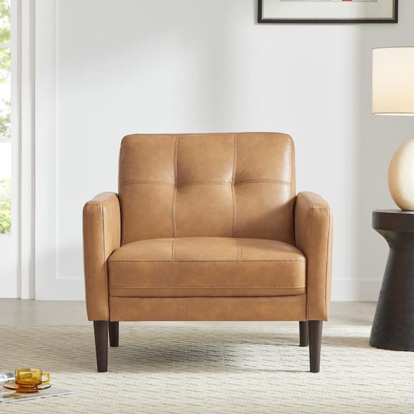 Spruce & Spring Atlas Cognac Brown Faux Leather Armchair SS7000