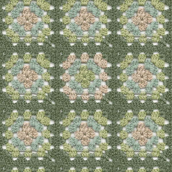 Chesapeake Maud Green Crochet Geometric Wallpaper Sample