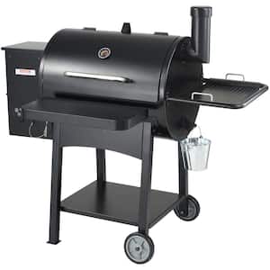 Pellet Smoker 580 sq. in. Portable Wood Pellet Grill with Cart 8 in 1 BBQ Grill, Black