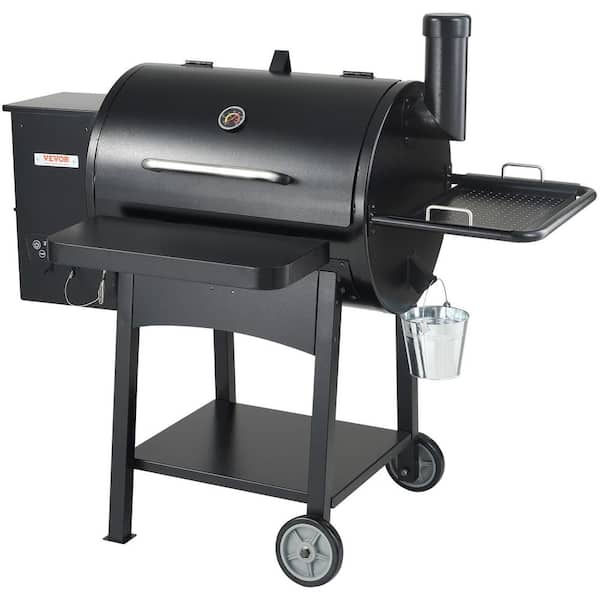 VEVOR Pellet Smoker 580 sq. in. Portable Wood Pellet Grill with Cart 8 in 1 BBQ Grill, Black