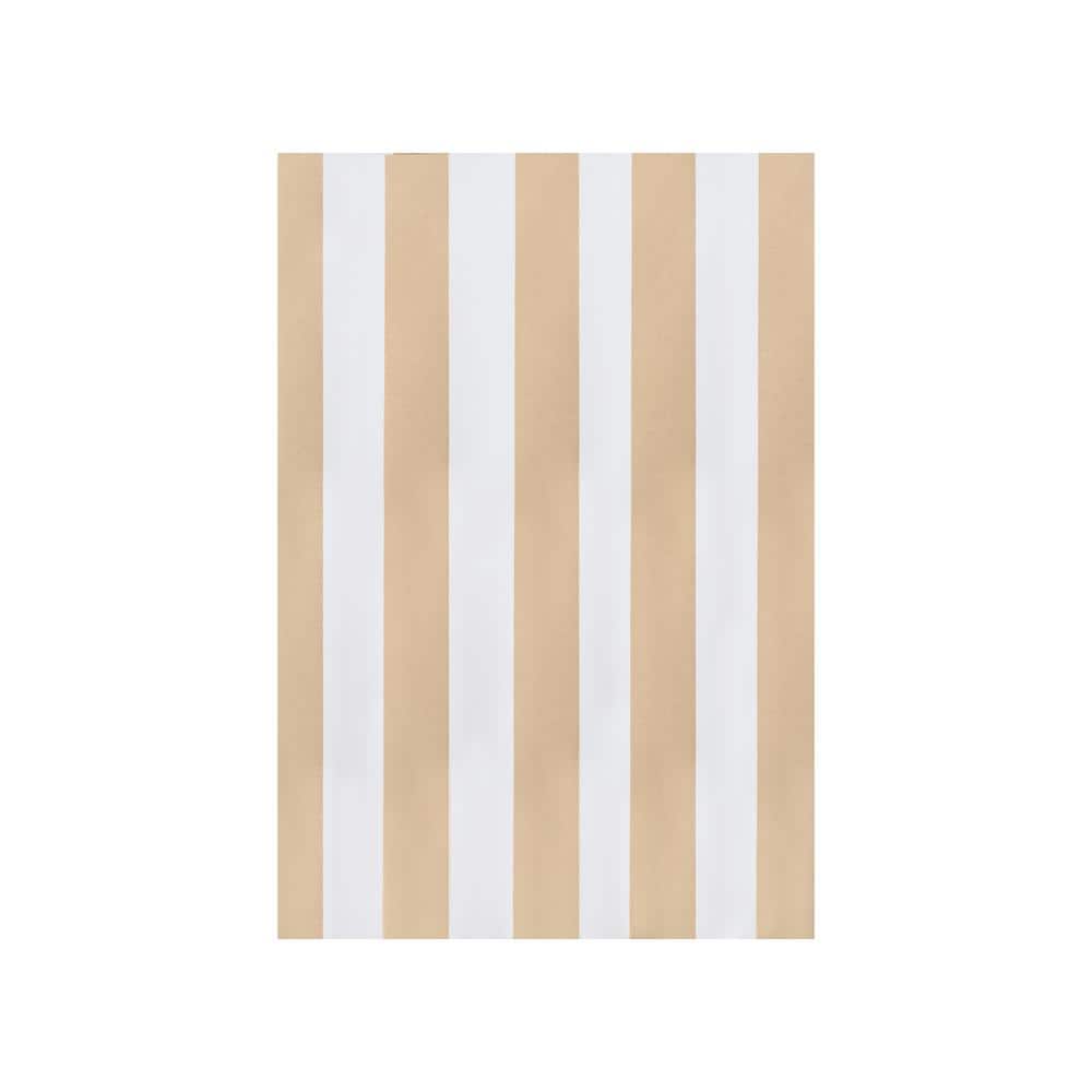 Khaki Sheer Striped Grommet Top Outdoor Curtain Panel