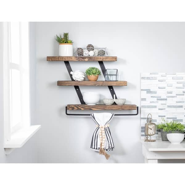 DR.IRON Industrial Pipe Wall Bathroom Shelf Rustic Bathroom Shelves with  Towel Bar,24 Towel shelfs for Bathroom,Farmhouse Bathroom Shelving Unit