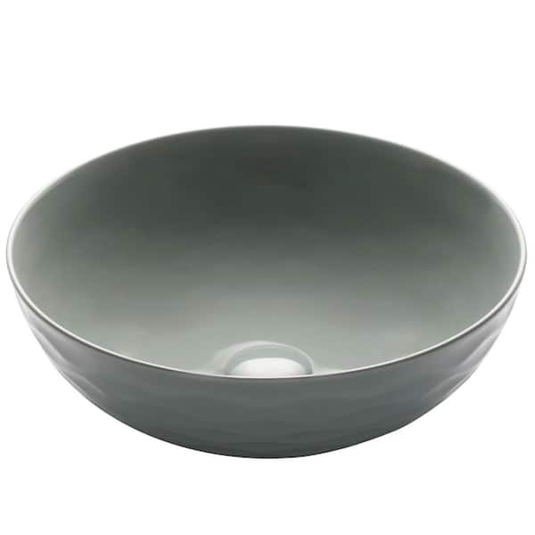 KRAUS Viva 16-1/2 in. Round Porcelain Ceramic Vessel Sink in Gray