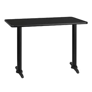 30 in. x 42 in. Rectangular Black Laminate Table Top with 5 in. x 22 in. Table Height Bases