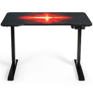 47 in. Retangular Black Wood Electric Standing Gaming Desk with Height Adjustable Splice Board