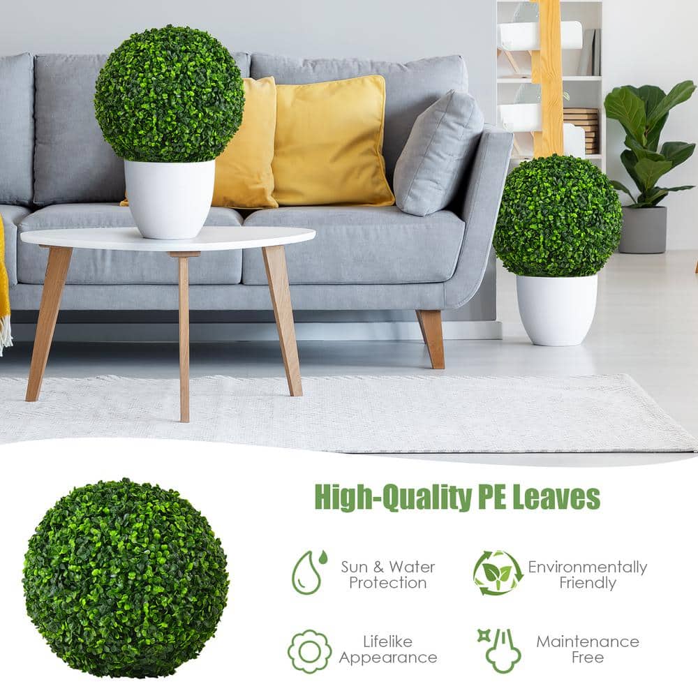 Lush Green 15.7'' UV-Protected Artificial Boxwood Topiary Balls