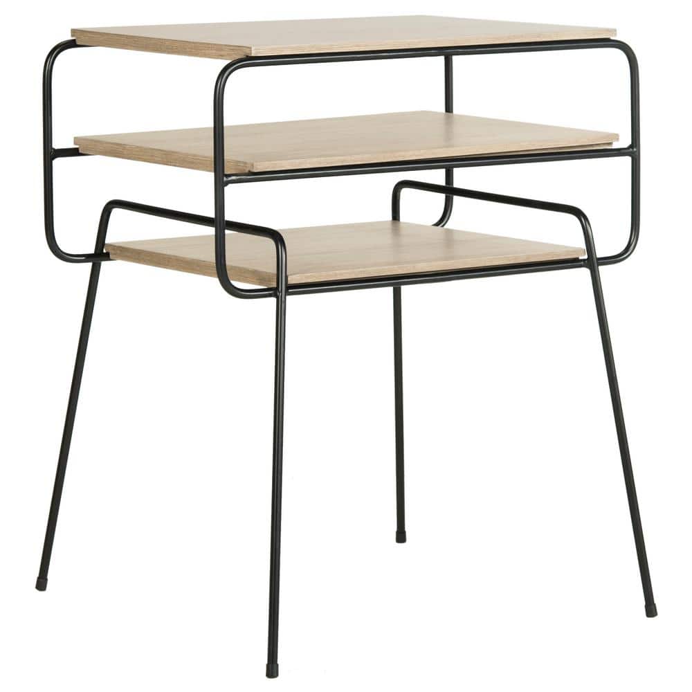 Marcel Beige Wood and Metal Rectangular End Table