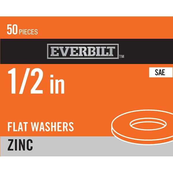 Everbilt 1/2 in. Zinc Flat Washer (50-Pack)