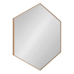 Rhodes 34.75 in. H x 30.75 in. W Modern Irregular Framed Hexagon Natural Wall Mirror