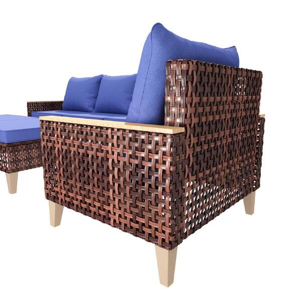 7-Piece Wicker Outdoor Patio Sectional Set, Patio Dining Set