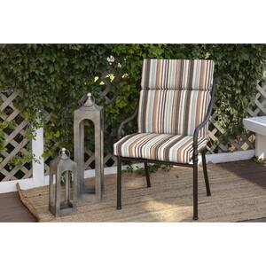 21.5 in. x 24 in. Outdoor High Back Dining Chair Cushion in Russet Stripe