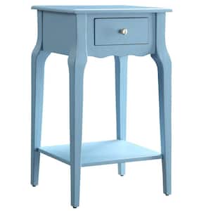 16.75 in. Blue 1-Drawer Wood Storage End Table