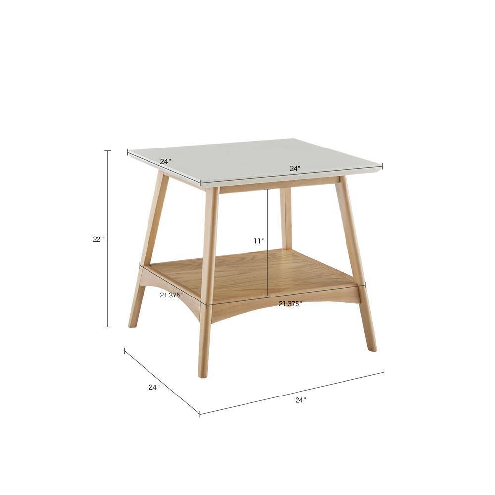 Avalon 24 in. Off-White/Natural Square Marble End Table - thumbnail 7