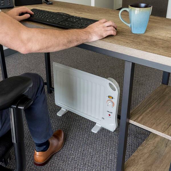 NewAir Portable 400 Watt Electric Oil Filled Silent Slim Fit Design Under Desk Heater with Energy Efficient Operation White AH 400 The Home Depot