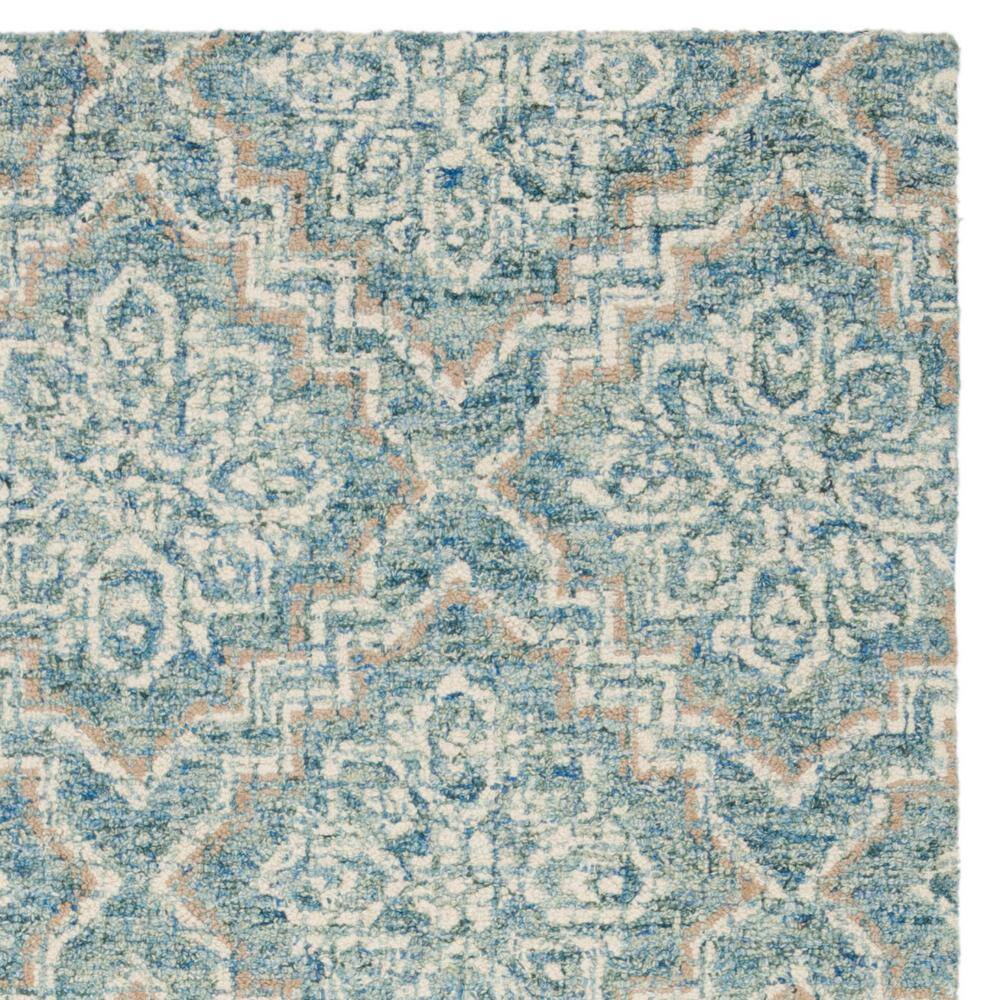 Handmade Tufted Wool Abstract Round Blue Rug 36 in