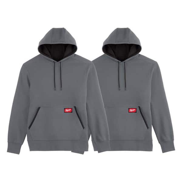 Milwaukee Men's 2X Large Gray Midweight Cotton/Polyester Long Sleeve Pullover Hoodie (2-Pack)