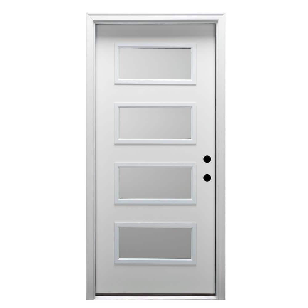 Celeste 32 in. x 80 in. Right-Hand Inswing 4-Lite Frosted Glass Primed Fiberglass Prehung Front Door on 4-9/16 in. Frame price history on PriceWatchPro